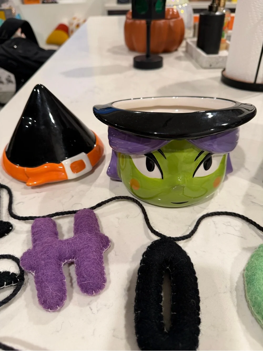 Witch themed halloween decor